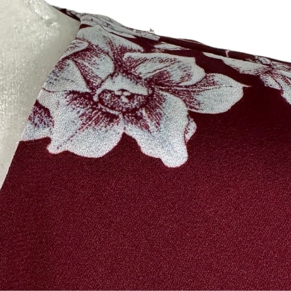 NWT BCBG Max Azria Ashton Port Burgundy Floral Long Sleeve Two Layer Dress XXS - Picture 10 of 11